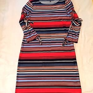 Striped Multicolor Dress Small VGC. Gorgeous Sleeves. Polyester And Spandex.